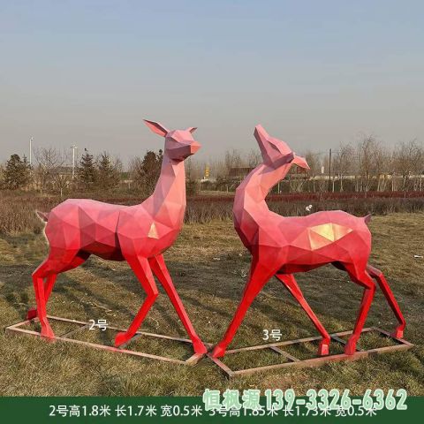 不锈钢园林彩绘鹿雕塑