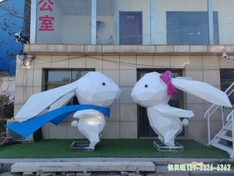 兔子广场不锈钢动物雕塑