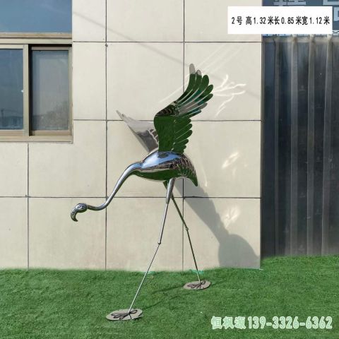 镜面不锈钢仙鹤小区雕塑