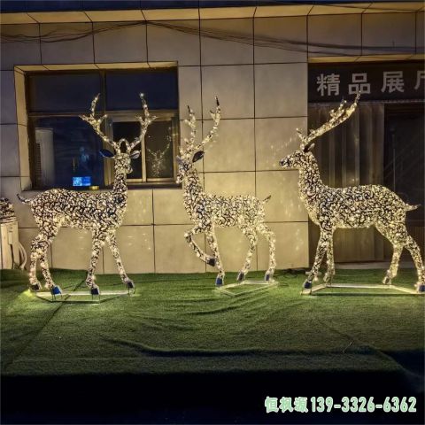 校园发光鹿不锈钢雕塑