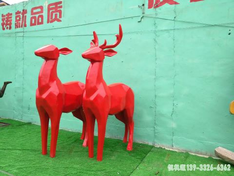 彩绘鹿校园不锈钢雕塑