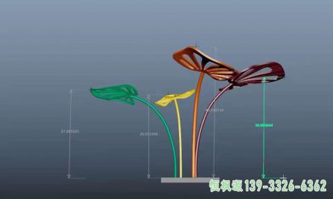 校园不锈钢树叶雕塑