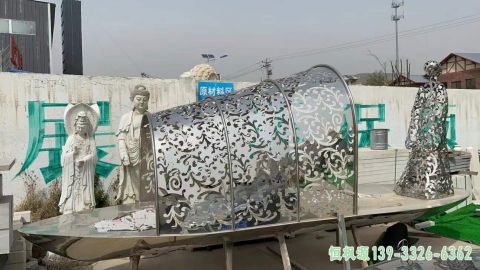 镂空船广场不锈钢艺术雕塑