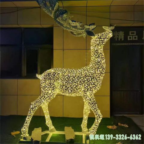 发光鹿小区不锈钢动物雕塑