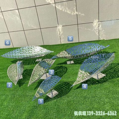 不锈钢小区镂空树叶雕塑