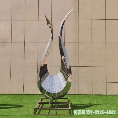 镜面天鹅园林不锈钢艺术雕塑