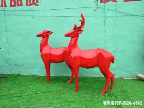 彩绘鹿校园不锈钢艺术雕塑