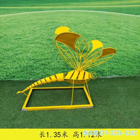 彩绘蜻蜓城市不锈钢雕塑