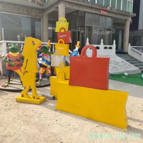 彩绘购物袋不锈钢城市雕塑