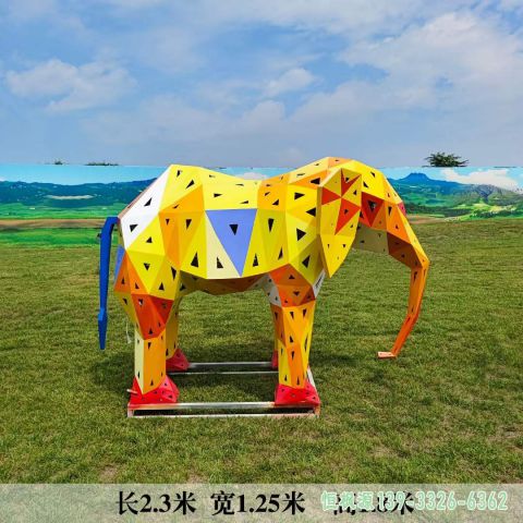 彩绘大象园林不锈钢动物雕塑