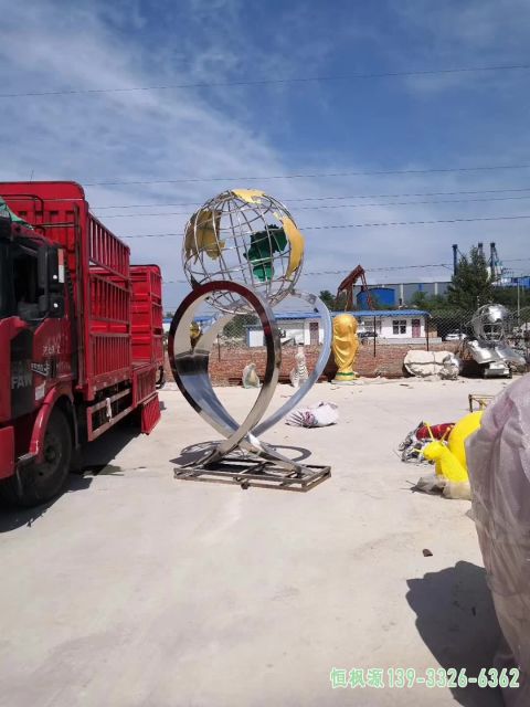抽象地球仪都市不锈钢雕塑