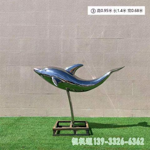 海豚公园不锈钢动物雕塑