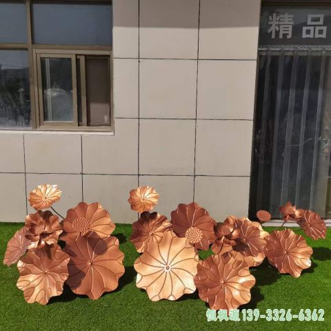 彩绘荷花校园不锈钢雕塑