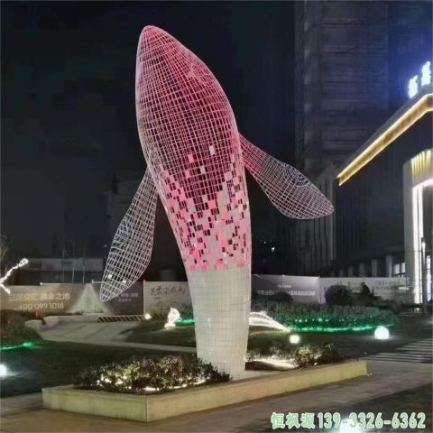 鲸鱼商厦不锈钢抽象雕塑