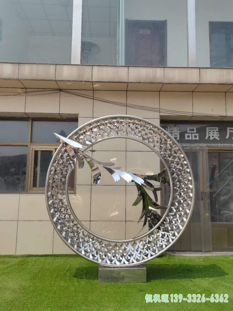 城市不锈钢圆环大雁艺术雕塑