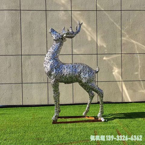 广场不锈钢镂空鹿艺术雕塑