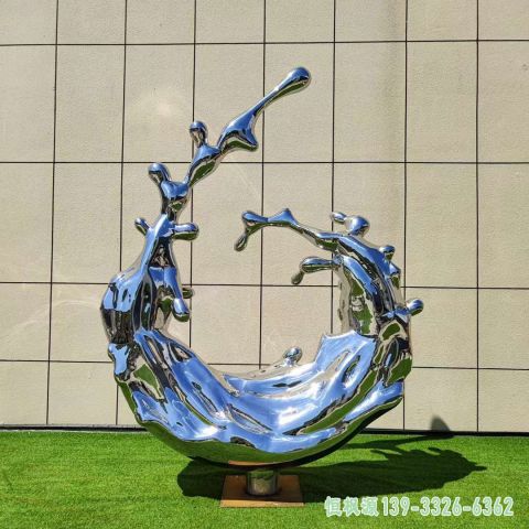 海浪镜面城市不锈钢景观雕塑