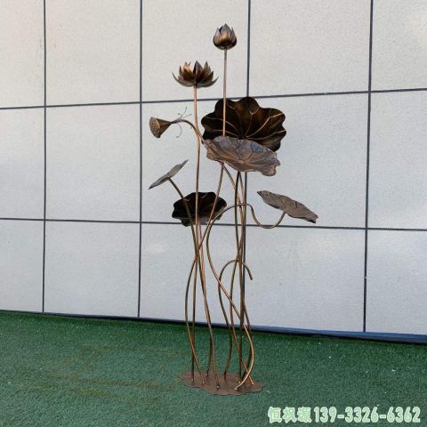 大型荷花园林不锈钢景观雕塑