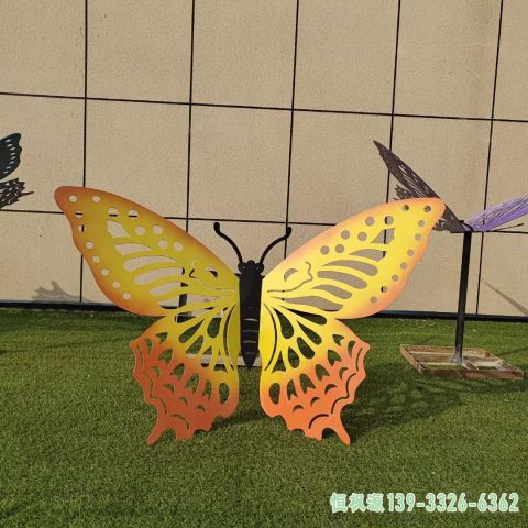 公园不锈钢彩绘蝴蝶雕塑