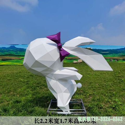 几何兔子公园不锈钢艺术雕塑