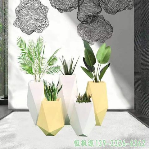 花盆城市不锈钢景观雕塑