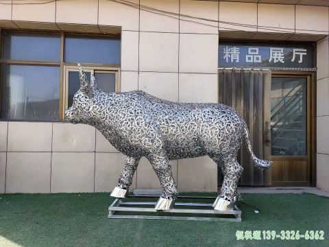 抽象牛公园不锈钢艺术雕塑