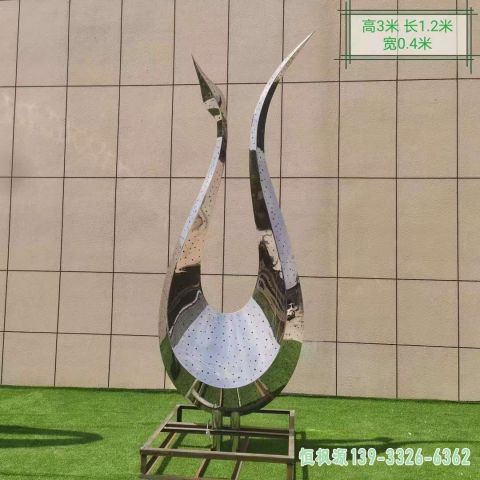 镜面天鹅广场不锈钢雕塑