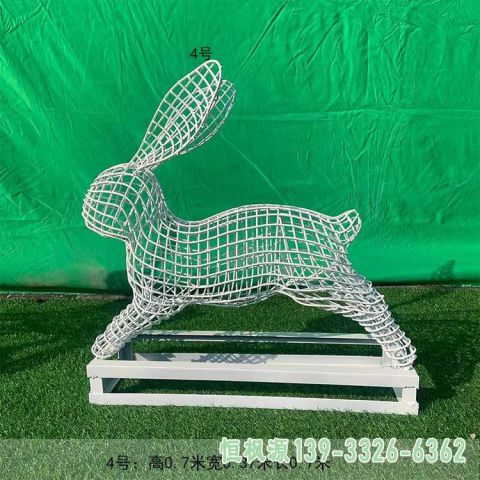 商厦不锈钢镂空兔子雕塑