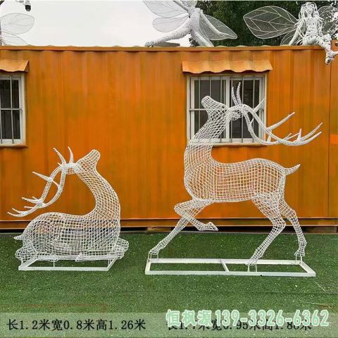镂空鹿园林不锈钢动物雕塑