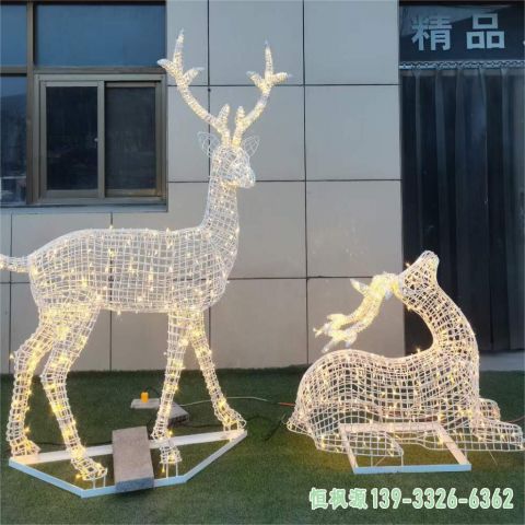 发光镂空鹿小区不锈钢雕塑