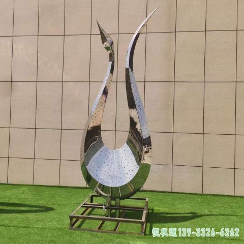 镜面天鹅园林不锈钢动物雕塑