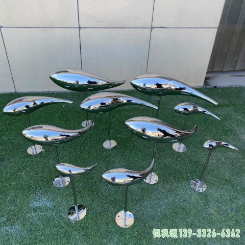 鱼群户外不锈钢艺术雕塑