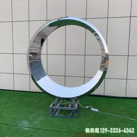 小区镜面圆环不锈钢雕塑