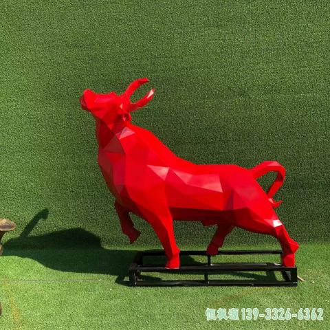户外不锈钢彩绘牛雕塑