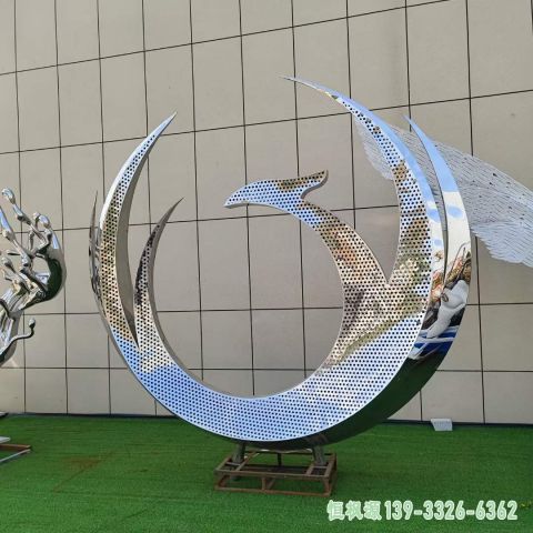 抽象凤凰小区不锈钢雕塑