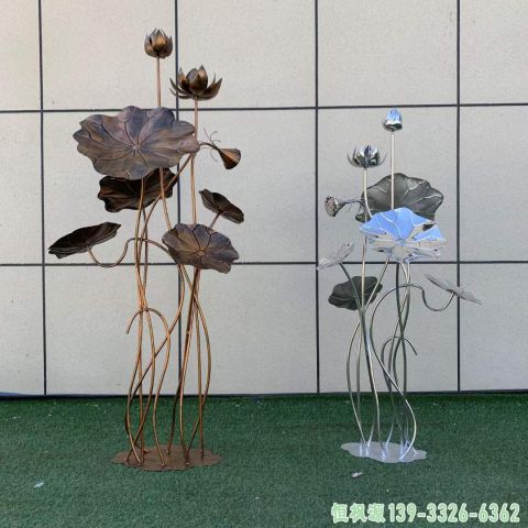 大型荷花城市不锈钢景观雕塑