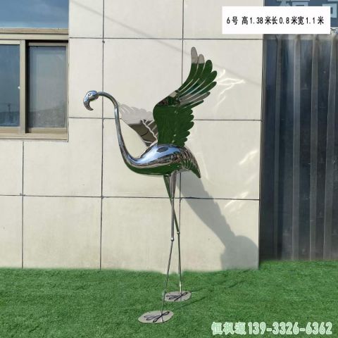 镜面火烈鸟广场不锈钢景观雕塑