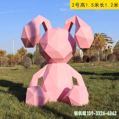 几何兔子城市不锈钢雕塑