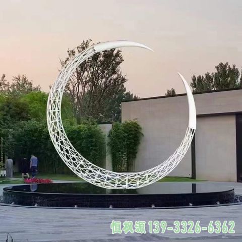 镂空月亮广场不锈钢景观雕塑