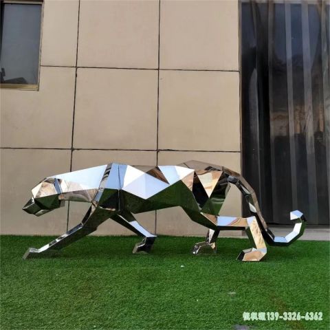几何豹子公园不锈钢艺术雕塑