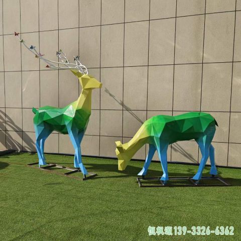彩色小鹿城市不锈钢雕塑