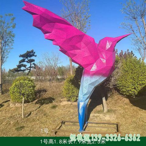 彩色小鸟公园不锈钢雕塑