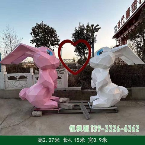 彩色兔子广场不锈钢艺术雕塑