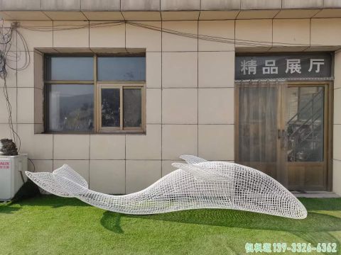 镂空鲸鱼广场不锈钢动物雕塑