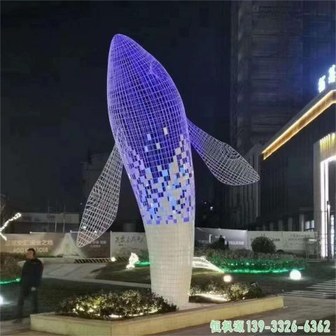 鲸鱼户外不锈钢动物雕塑