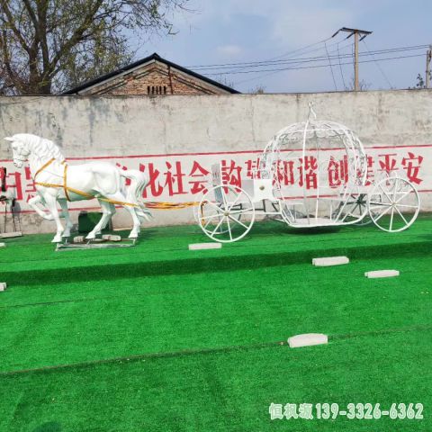 镂空马车户外不锈钢动物雕塑